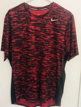 NIKE Men&#39;s Sublimate Reflective Running Mesh Shirt 811412 687 Red &amp; Blac... - £14.46 GBP