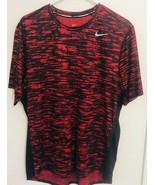 NIKE Men&#39;s Sublimate Reflective Running Mesh Shirt 811412 687 Red &amp; Blac... - £14.81 GBP