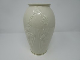 Lenox Bone China Vase 9-3/8"H Iris Florals Ivory W/GOLD Rim - $34.60