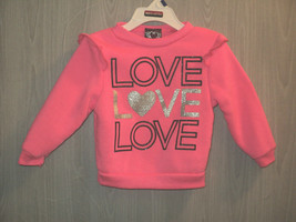 Real Love Sweatshirt Top Girl&#39;s 24 Months Pink Glittery LOVE Long Sleeves - $6.87