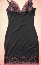 NWT Victoria&#39;s Secret M SLIP dress BLACK FLORAL LACE SLIMMING angel - $79.19