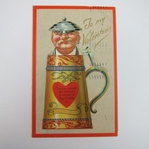 Postcard Valentine Blonde Man Moustache in German Beer Stein Mug Antique... - $9.99