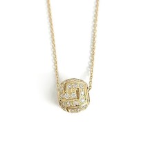 CZ Cubic Zirconia Ball Bead Pendant Necklace 14K Yellow Gold, 4.47 Grams - £475.02 GBP