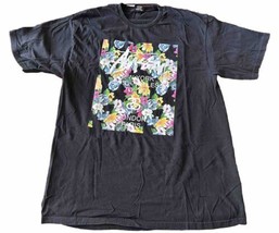 Y2K Streetwear Stussy Floral Print Skateboard Skate Hype Tee Black WORN ... - £14.67 GBP