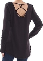 allbrand365 designer Womens Activewear Lattice Back Long Sleeve Tunic, S... - $38.22