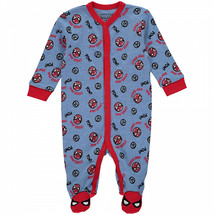 Marvel Spider-Man Face Symbols Infant Footed Pajamas Blue - $22.98