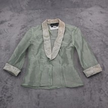 Alex Evenings Jacket Womens S Green Long Sleeve Sheer Open Front Blazer - $26.71