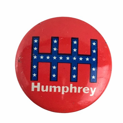 Vintage HHH Logo Hubert Humphrey Pinback Button Political Election Red 1968 - $4.00