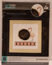 ARTISTE Counted Cross-Stitch Kit If You&#39;re Happy Know It Flamingo Fox Zweigart - £11.63 GBP