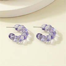 Purple Resin &amp; Silver-Plated Twine Huggie Earrings - £10.14 GBP