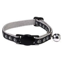 MPP Two Tone Pawprint Cat Collar Jingle Bell Nylon Ribbon Fits 8&quot; - 12&quot; Choose C - £9.61 GBP