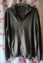 Gap Men&#39;s Gray Blue Trim Collared Long Sleeve Zip Up Sweater Size XLarge XL - £39.62 GBP