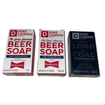 3 Pk Duke Cannon The Great American BEER SOAP Budweiser &amp; Lump of Coal Lot of 3 - £23.50 GBP
