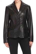 Jacket Leather Blazer Size Womens Coat Black Biker Ladies Women Lambskin... - £82.76 GBP