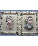 Vtg French Marie Antoinette King Louis 3D Hand Painted Plaster Wall Hanging - $1,061.64 MXN