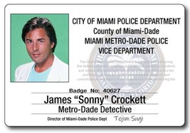 James Sonny Crockett Miami Vice Halloween Costume Or Cosplay Name Badge Tag Magn - £13.58 GBP