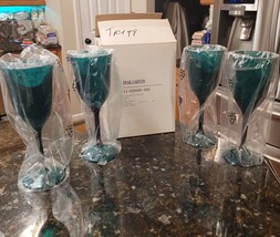 Tupperware Preludio Wine Goblets Glasses 4 Green In Original Box - $49.95