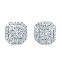 1/4ct tw Diamond Cushion Cluster Fashion Stud Earring in Sterling Silver - £44.33 GBP
