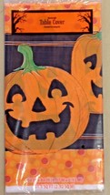 Halloween Tablecloth Jack-o-lantern 54&quot;X84&quot; Black Orange Plastic - £5.13 GBP