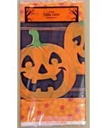 Halloween Tablecloth Jack-o-lantern 54&quot;X84&quot; Black Orange Plastic - £5.14 GBP