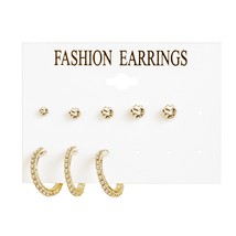 Fashion Piercing Earrings Set of Women Girls Jewelry Creative Retro Simple Metal - $12.58