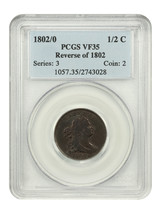 1802/0 1/2C PCGS VF35 (Reverse of 1802) - £27,562.59 GBP