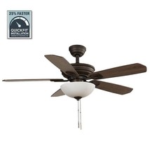 Hampton Bay Wellston II 44in. Indoor LED Oil Rubbed Bronze Ceiling Fan w/ Light - £51.24 GBP