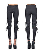 Lip Service Lace Up Corset Metal Grommet Stretch Denim Women Skinny Jean... - $84.59