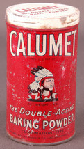 Calumet Baking Powder One Pound Tin-Double Acting-Indian Logo Native Ame... - $27.10