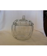 Vintage Clear Glass Pumpkin Cookie or Candy Jar With Lid 7.5&quot; Tall - £47.81 GBP