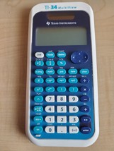 Texas Instruments TI-34 MultiView Scientific Calculator - Blue/White TESTED - £4.69 GBP