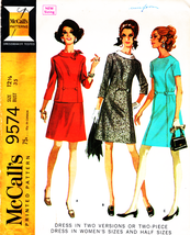 Misses DRESS Vintage 1968 McCall&#39;s Pattern 9574 Size 12½ UNCUT - £9.43 GBP