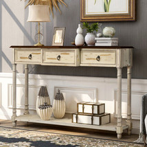 Console Table Sofa Table with Drawers for Entryway - Beige - £182.33 GBP