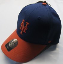 Nwt Mlb 47 Brand Mvp Baseball Hat-New York Mets Kids Hat Blue/Orange Osfm - £15.72 GBP