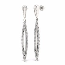 S925 Sterling Silver 0.33Ct Natural Diamond  Dangle Earrings HI - £184.97 GBP