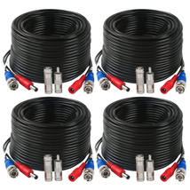 4 Pack 200 Feet BNC Video Power Cable Wire Pre-Made All-In-One Video Security Ca - £71.65 GBP