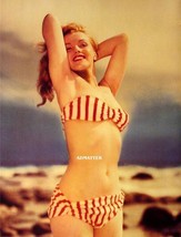 Marilyn Monroe Norma Jean  2-Sided Pin-up Print Sexy Red &amp; White Striped Bikini! - £9.38 GBP