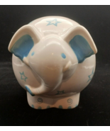 Ceramic Coin Money Piggy Bank Blue White Elephant Stars Cute Baby Savings - €20,59 EUR