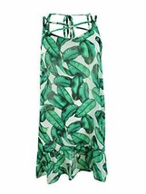 MSRP $28 Miken Printed Ruffle Hem Dress Swim Cover Up White Emerald Size XS - £8.14 GBP