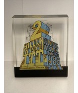 ITT Commercial Finance Corp $2B In Receivables 1988 Lucite Paperweight - £35.05 GBP