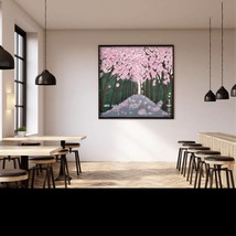 Cherry Blossom Trees Original Painting on canvas board, Pink Flower Wall... - £111.90 GBP