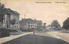 Harris and Division Streets Cadillac Michigan 1917 Albertype postcard - £5.84 GBP
