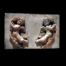 Two Angels-Eroses with Grapes Sculpture Plaque - $74.25