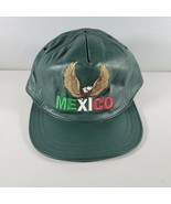 Mexico Hat Green SnapBack Trucker Cap Piel Leather Style Hecho En - £11.07 GBP