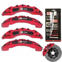 4x Abs Plastic Red Audi Car Disc Brake Caliper Cover Durable S Line + Silicone - £43.59 GBP