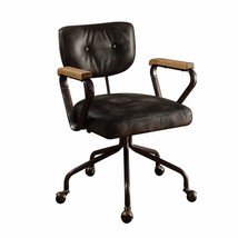 24&quot; X 25&quot; X 32&quot; Vintage Black Top Grain Leather Office Chair - £889.16 GBP