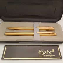 Elysee Barleycorn Pattern Finesse Gold Plated ,Fountain &amp; Ballpen Set - £206.56 GBP