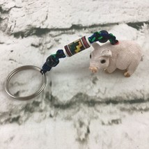 Pig Carved Molded Beaded Keychain Key Ring Collectible Travel Souvenir - £7.39 GBP