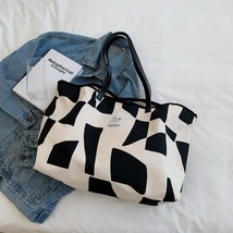High Quality Fashion Large Canvas Bag Patchwork Color Ladies Handbags Women Shou - £22.20 GBP