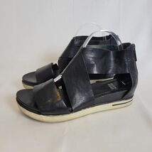Eileen Fisher Sport Platform Sandal Black Tumbled Leather Women&#39;s Size 9 - $432.36 MXN